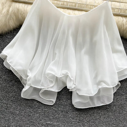 Spaghetti Straps Ruffle Corset Crop Top