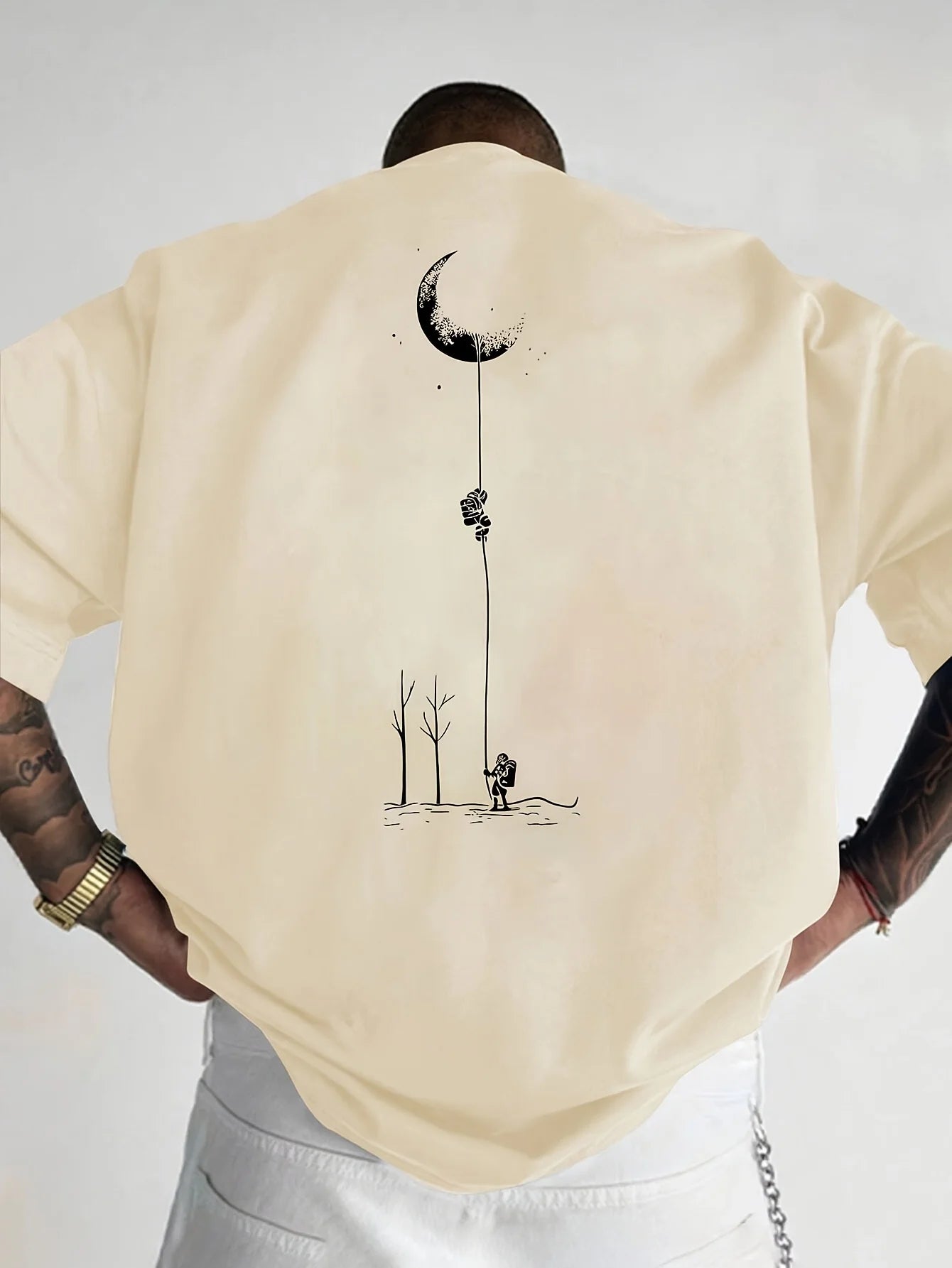 Astronaut landing round neck short sleeved T-shirt for Unisex