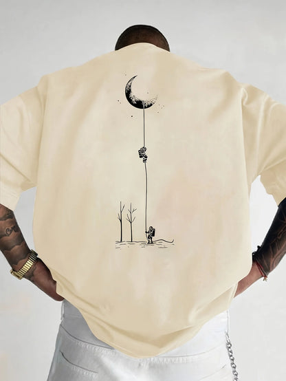 Astronaut landing round neck short sleeved T-shirt for Unisex