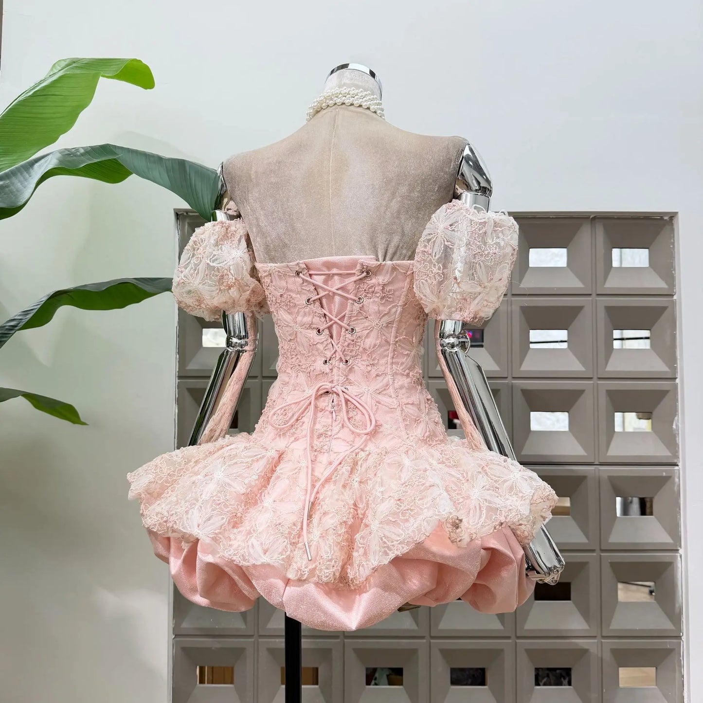 Corset Ball Gown Elegant Lace Peplum Strapless Dress