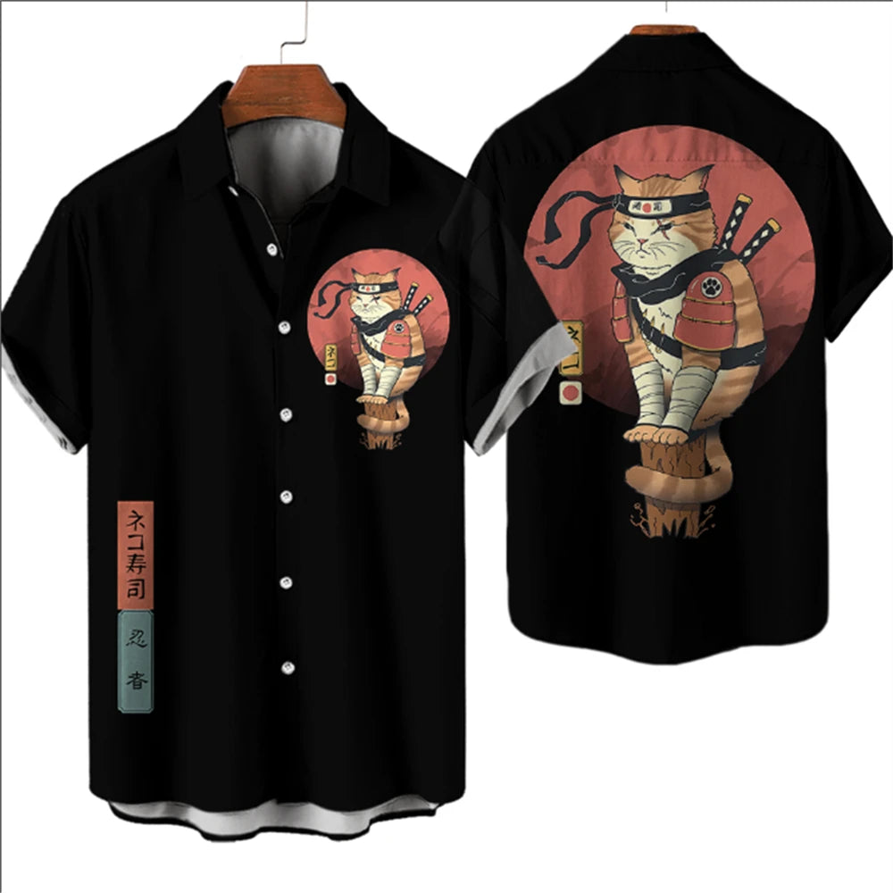 Anime Loose Blouse Hawaiian Shirt for Men
