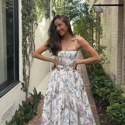 Floral Printed Sexy A-line Dress Women