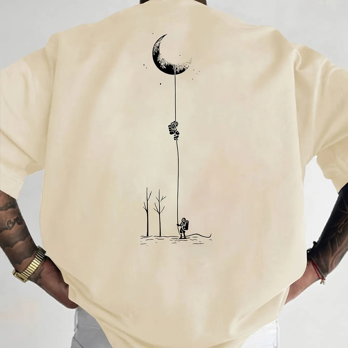 Astronaut landing round neck short sleeved T-shirt for Unisex