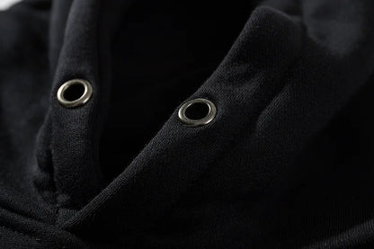 Fox Embroidery Black Hoodie for Men