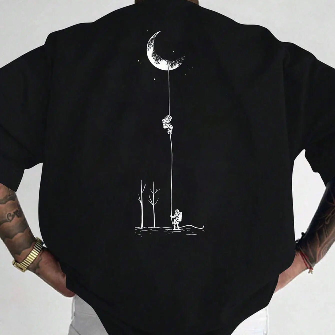 Astronaut landing round neck short sleeved T-shirt for Unisex