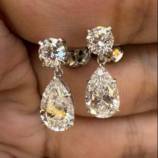 Pear Cut Moissanite Diamond Drop Earring for Women