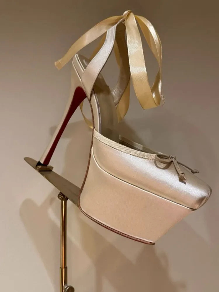 Stiletto Sandals Square Headband Butterfly  Heels