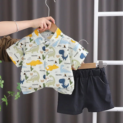 Summer Cotton Short sleeve fashion Suit 2PCS