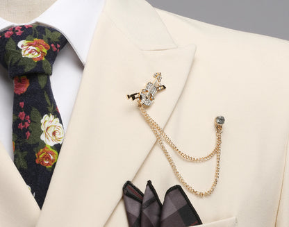 Men's Solid Color Suit Two-Piece Set With Lapel Collar