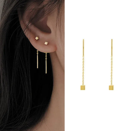 Rose Gold Color Zircon Crystal Threader Earing