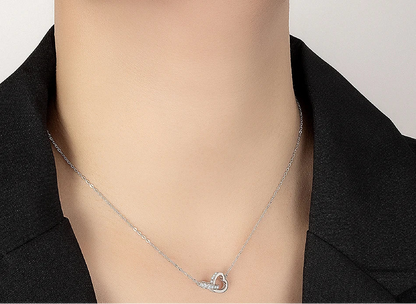 Silver Double Heart Design Necklace