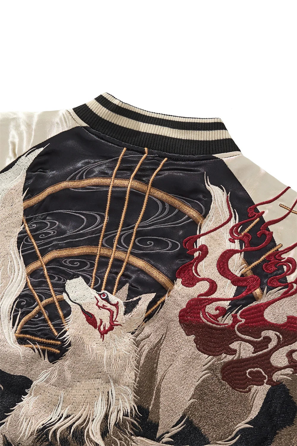 Nine Tailed Fox and Flame Embroidered Jacket Unisex