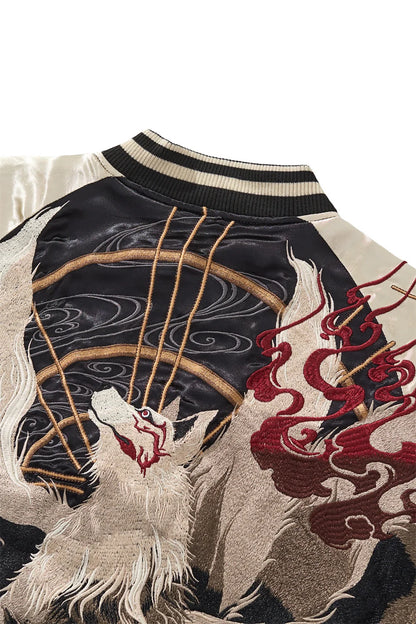 Nine Tailed Fox and Flame Embroidered Jacket Unisex