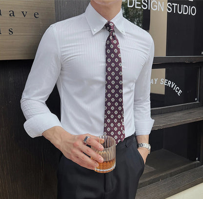 Dark striped slim-fit shirt