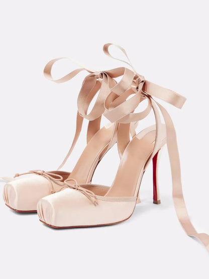 Stiletto Sandals Square Headband Butterfly  Heels