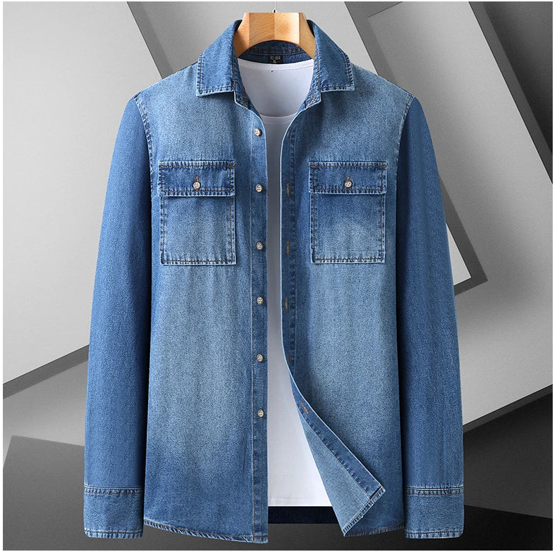 Denim Shirts Men Slim Fit