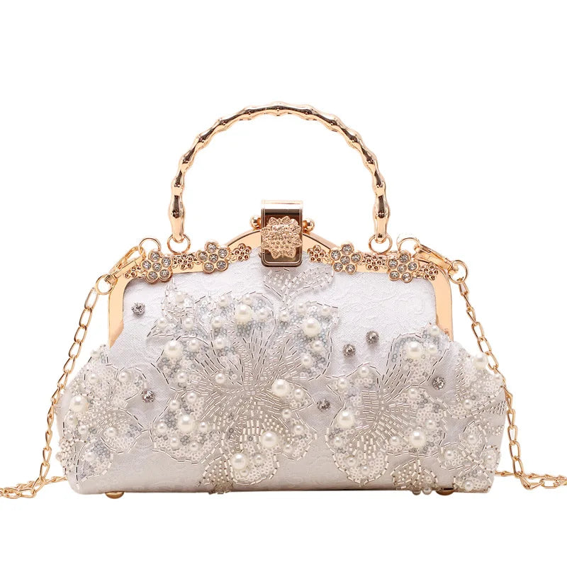 Flowers Diamond Top Handle Bag