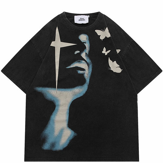 Shadow Butterfly Graphic T-Shirt Retro