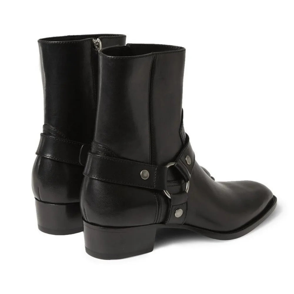 Thick-Soled Pointed-Toed Chelsea British Casual High-Heeled Ankle Boots
