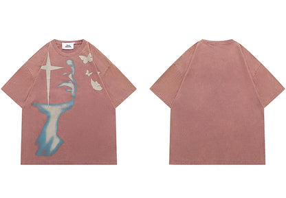 Shadow Butterfly Graphic T-Shirt Retro