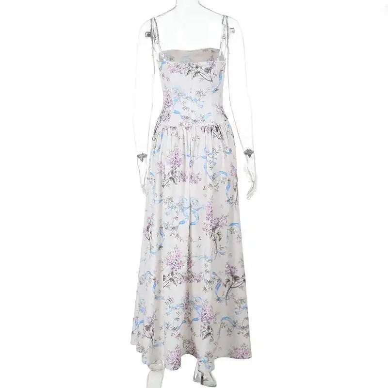 Floral Printed Sexy A-line Dress Women