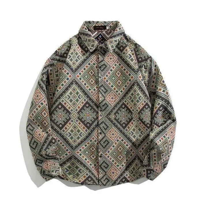 Cuban Vintage Men Loose-fit Shirt Jacket