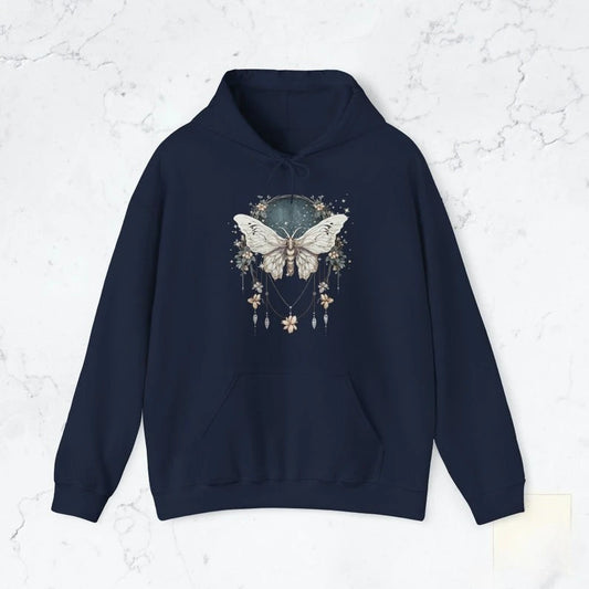 Vintage Boho Dreamy Luna Moth Hoodie for women