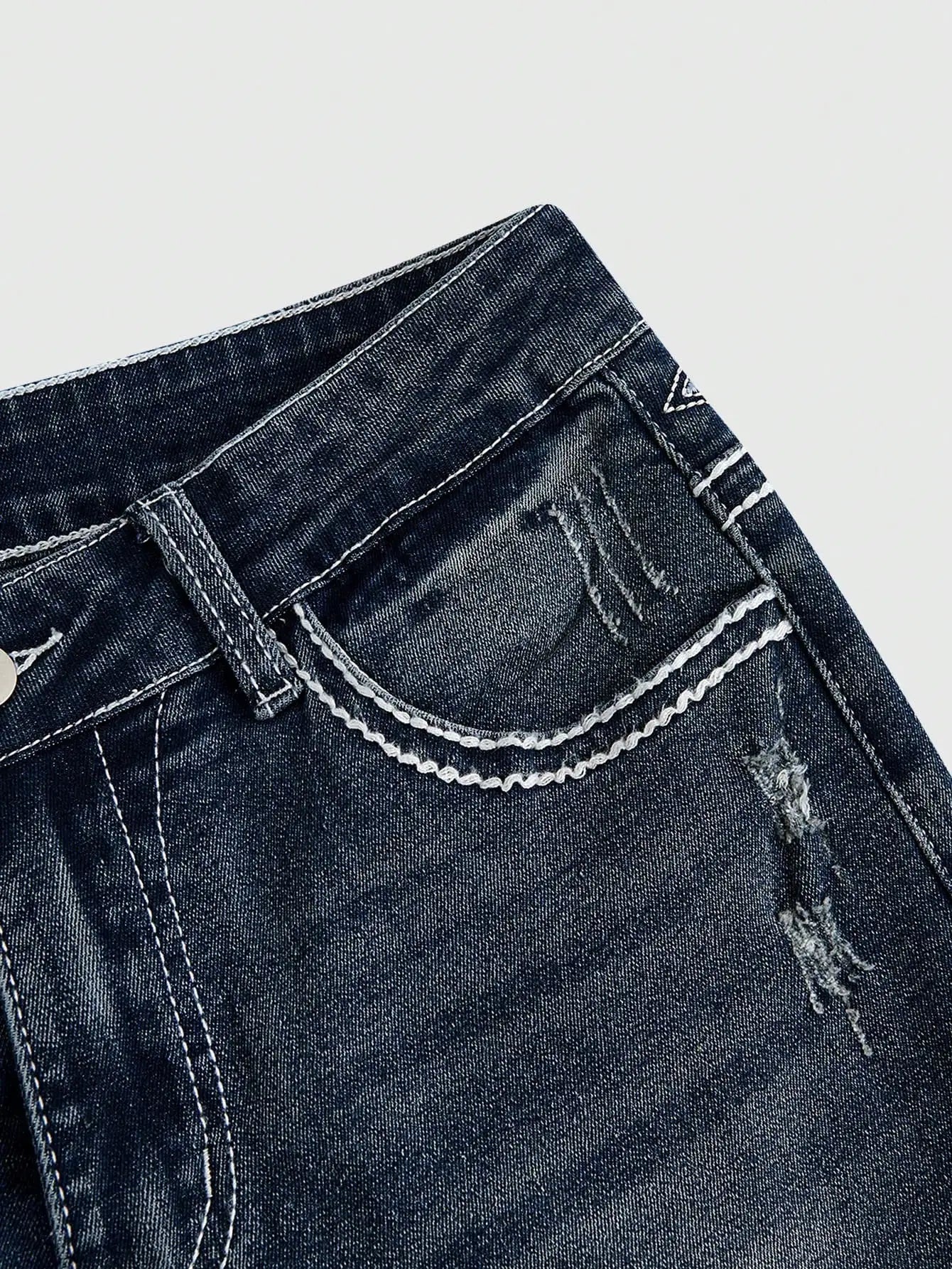 Retro Embroidered Cross Wing Flare Jeans for Women