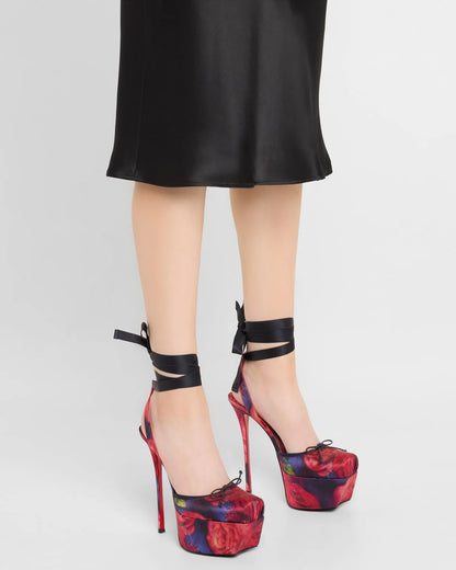 Stiletto Sandals Square Headband Butterfly  Heels