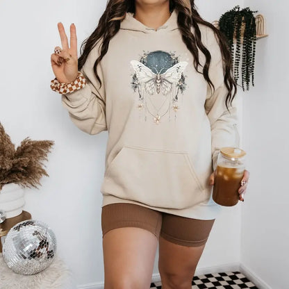 Vintage Boho Dreamy Luna Moth Hoodie for women