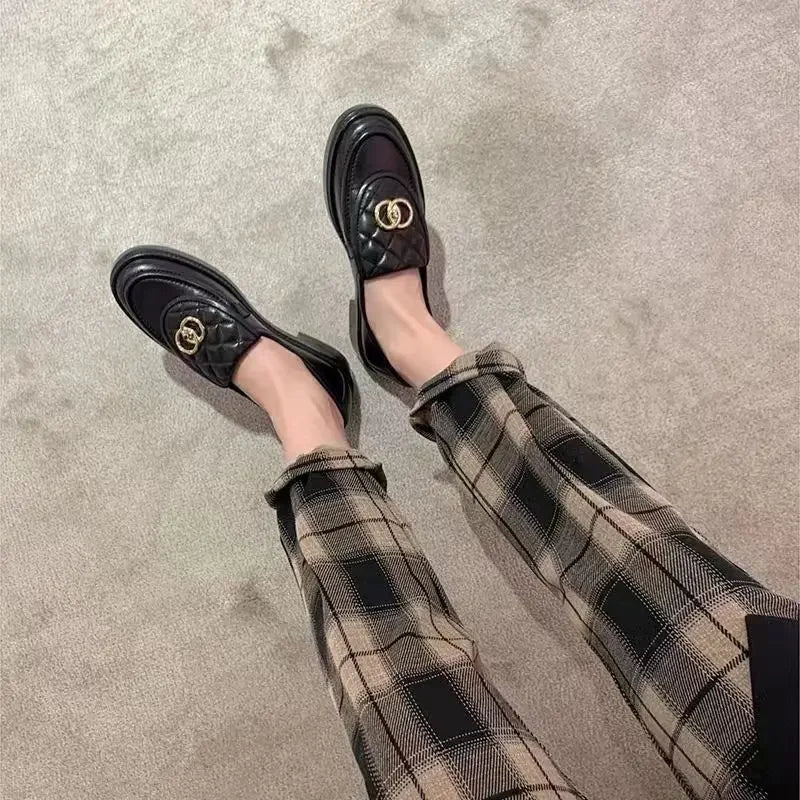 Black Chunky Loafer Thick Sole For Women