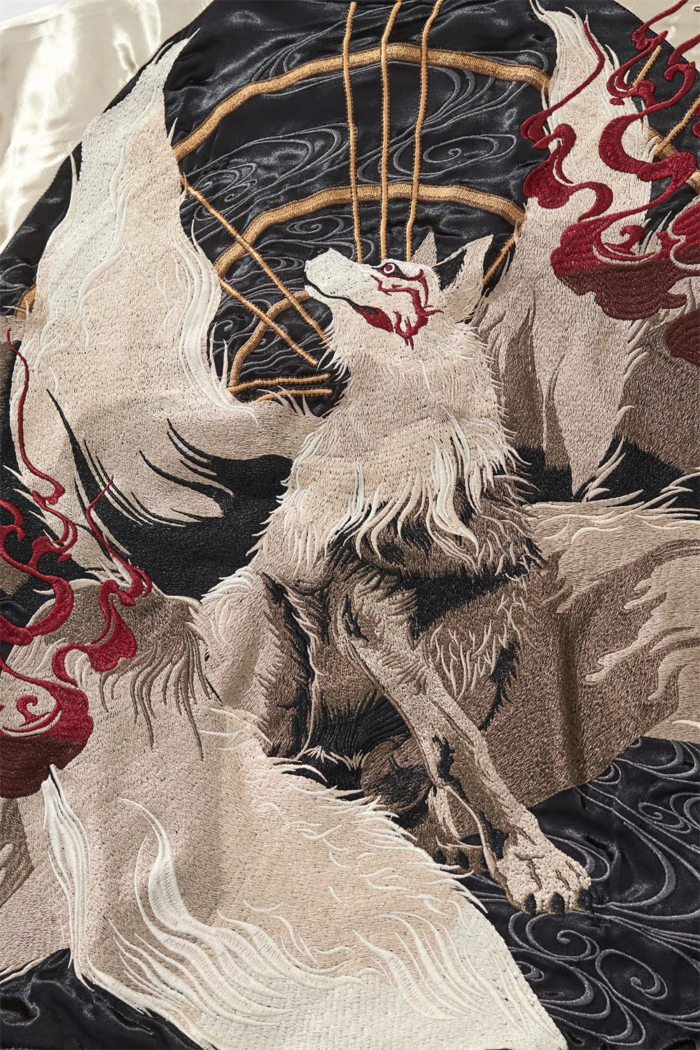 Nine Tailed Fox and Flame Embroidered Jacket Unisex