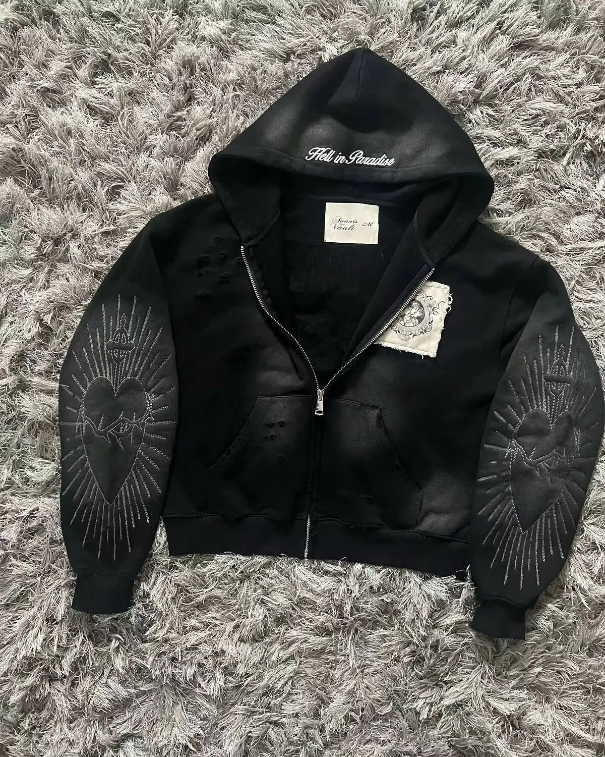 Oversized Pattern Printed Zipper Hooded for Men