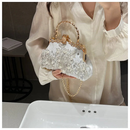 Flowers Diamond Top Handle Bag