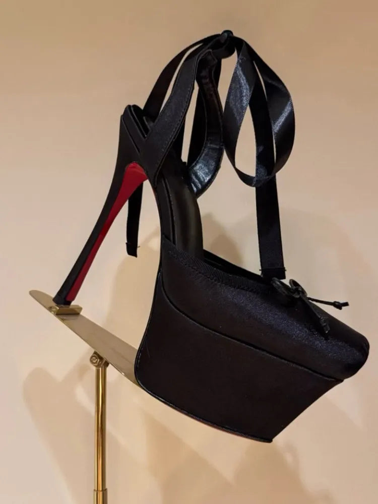 Stiletto Sandals Square Headband Butterfly  Heels