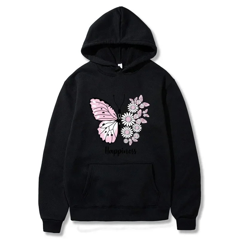 Butterfly Print Women's Sports Casual Hoodie