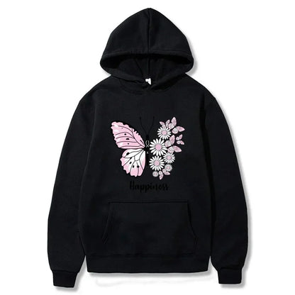 Butterfly Print Women's Sports Casual Hoodie