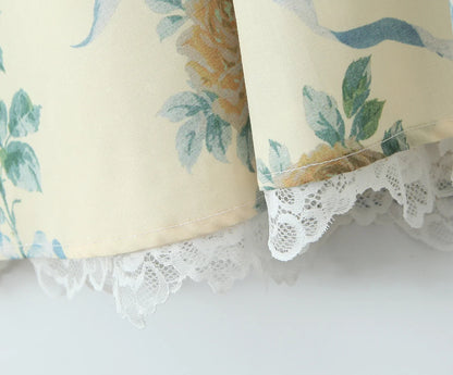 Floral Print Fishbone Waist Spaghetti Straps Dress