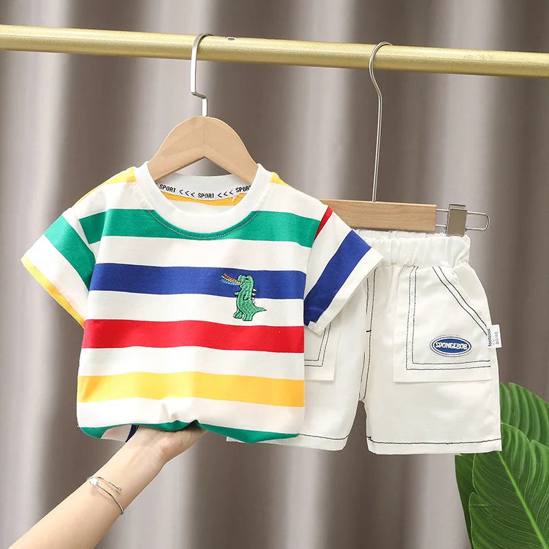Summer Cotton Short sleeve fashion Suit 2PCS