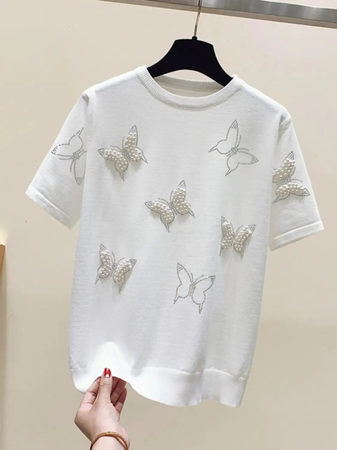 Chic Bow Knot Embroidered Flares T-shirt for Women