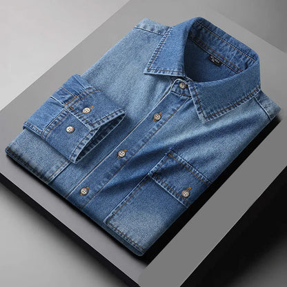 Denim Shirts Men Slim Fit