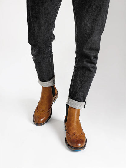 Classic Red Wine Chelsea Boots For Men