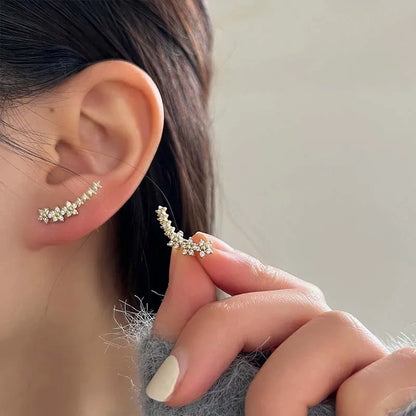 Zircon Flower Star Stud Earrings For Women