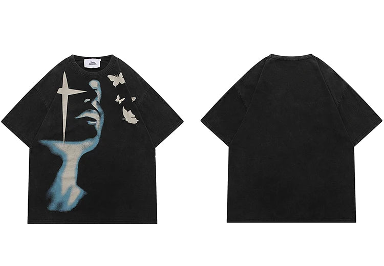 Shadow Butterfly Graphic T-Shirt Retro
