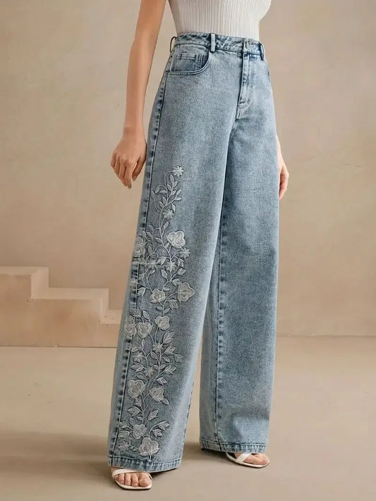 Washed Embroidery  Denim