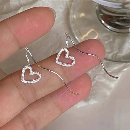 Rose Gold Color Zircon Crystal Threader Earing
