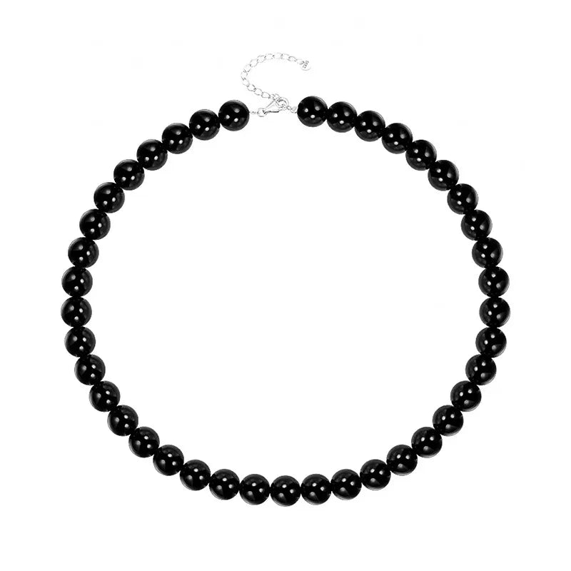 Black Imitation Pearl Choker Necklace