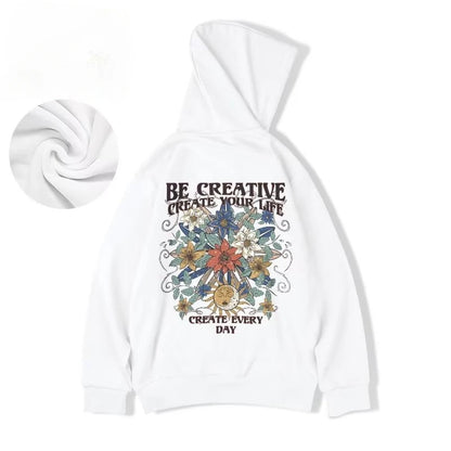 American Sun Moon Flower Print Oversized Hoodie Unisex