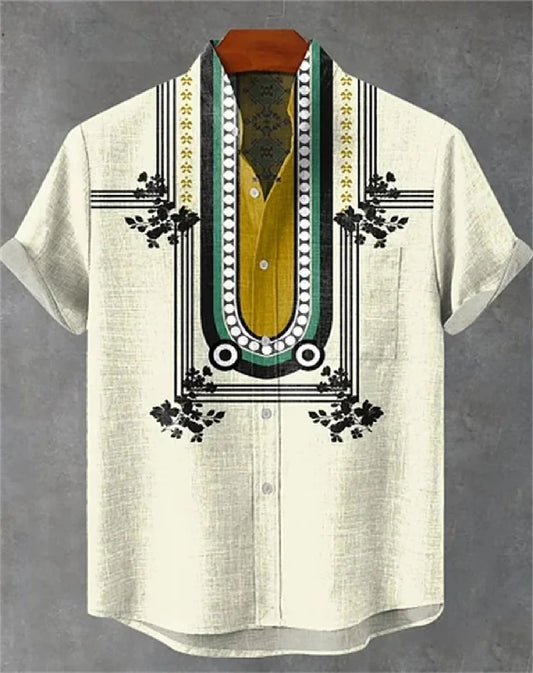 linen short-sleeved shirt