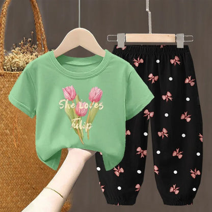 Toddler  T-shirt Top Pants 2Pcs Unisex